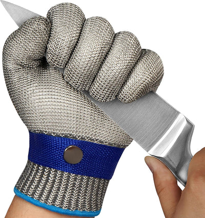 Cut Resistant Glove Level 9 Cutting Glove Stainless Steel Wire Mesh Metal Glove for Kitchen, Garden, Durable Cut Glove for Men or Women (Large)