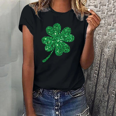 St Patrick Day Shirts for Women Shamrock Short Sleeve Crew Neck Shirt Tops