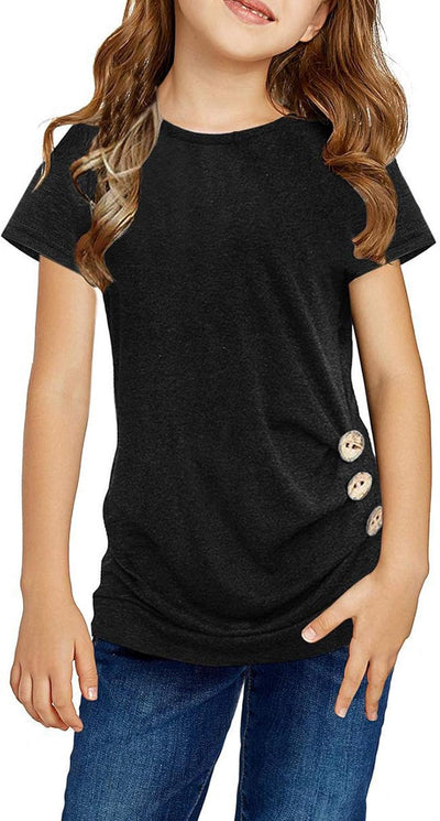 Girls Casual Tunic Tops Knot Front Long Sleeve Loose Soft Blouse T-Shirt Size 4-13