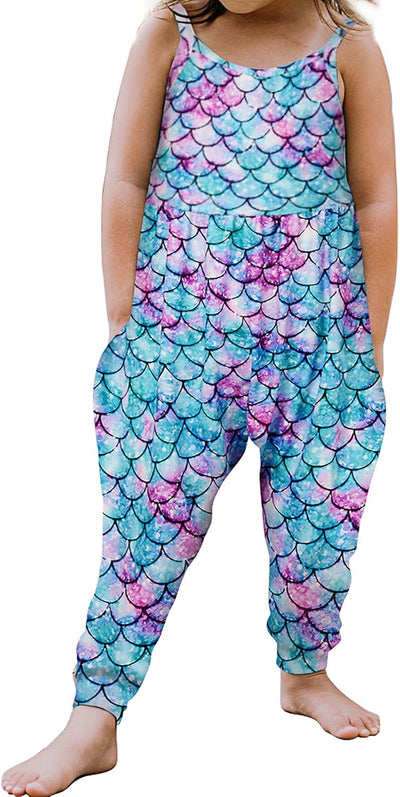 Little Girls Kids Jumpsuit 3T 4T Strap Romper One Piece Mermaid Outfit Summer Casual Pants Sunsuit Girl